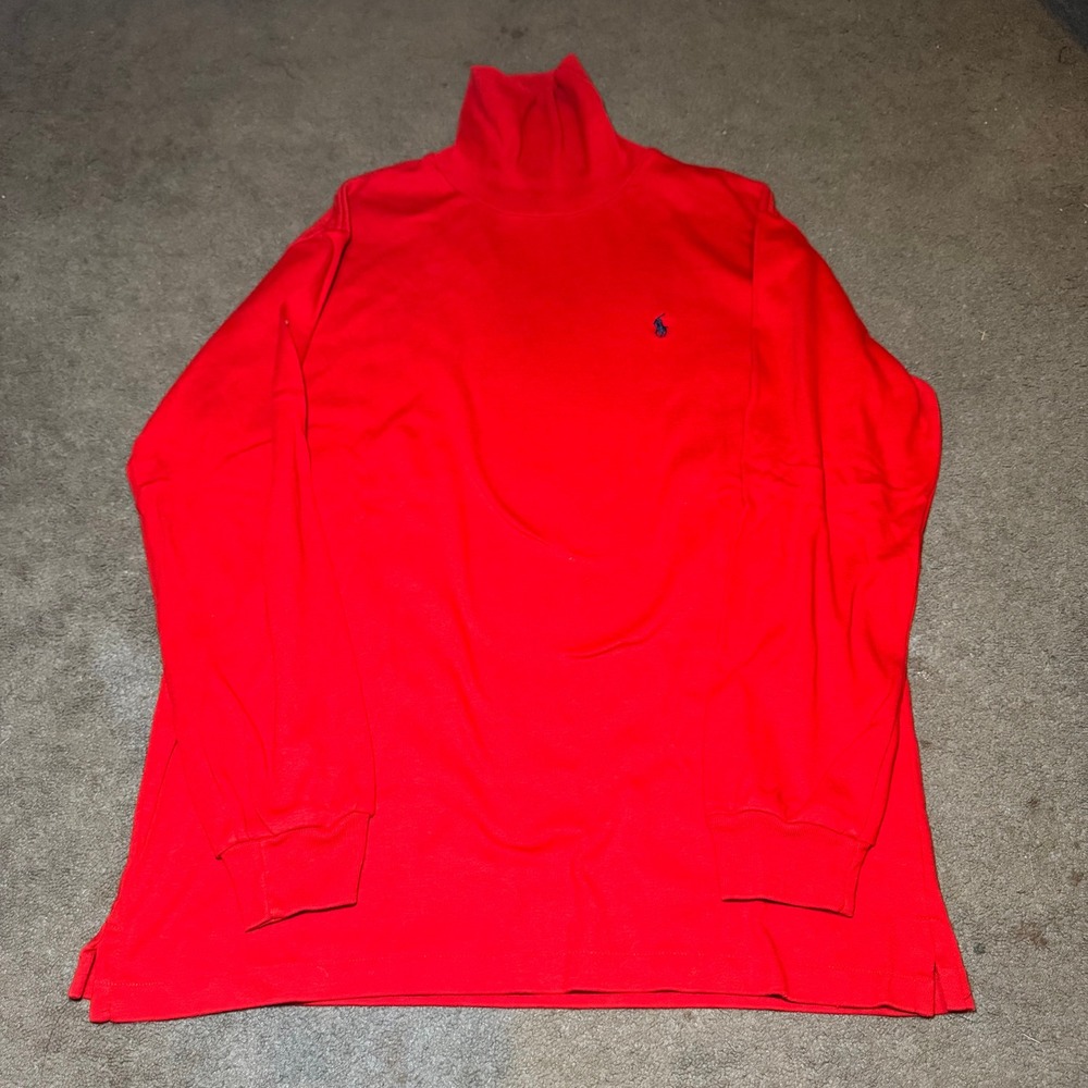 Vintage Polo Ralph Lauren Red Turtleneck Shirt Made in USA Cotton Mens Small